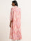 Utsa Peach Ikat Printed A-Line Kurta