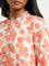 Utsa Orange Floral Printed A-Line Kurta