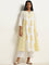 Utsa Yellow Printed A-Line Cotton Kurta