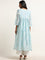 Zuba Blue Bandhani Floral Design Cotton Blend A-Line Kurta with Camisole