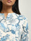 Utsa Blue Botanical Printed A-Line Kurta