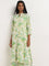 Utsa Green Botanical Design A-Line Kurta