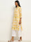 Utsa Yellow Ikat Pattern Straight Cotton Kurta