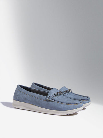 LUNA BLU Blue Hardware-Detailed Loafers