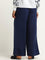 LOV Navy Solid Wide-Leg Pants