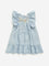 HOP Kids Blue Floral Embroidered A-line Dress