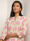 Utsa Pink Floral Printed Straight Kurta