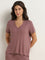 Wunderlove Dark Mauve Ribbed Top