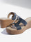 LUNA BLU Navy Hardware-Detailed Wedge-Heel Sandals