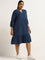 Gia Blue Solid A-Line Dress