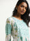 Utsa Turquoise Floral Patterned A-line Kurta