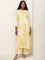 Utsa Yellow Floral Printed A-Line Kurta