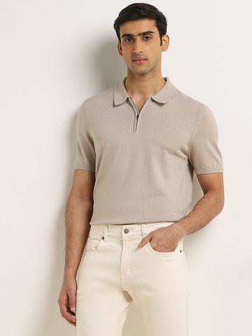 Ascot Beige Relaxed-Fit Polo T-Shirt