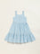 Utsa Kids Blue Schiffli Tiered Dress