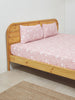 Westside Home Pink Floral Design King Bed Fitted Sheet with Pillowcase Set