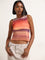 Nuon Orange Mesh Crop Top