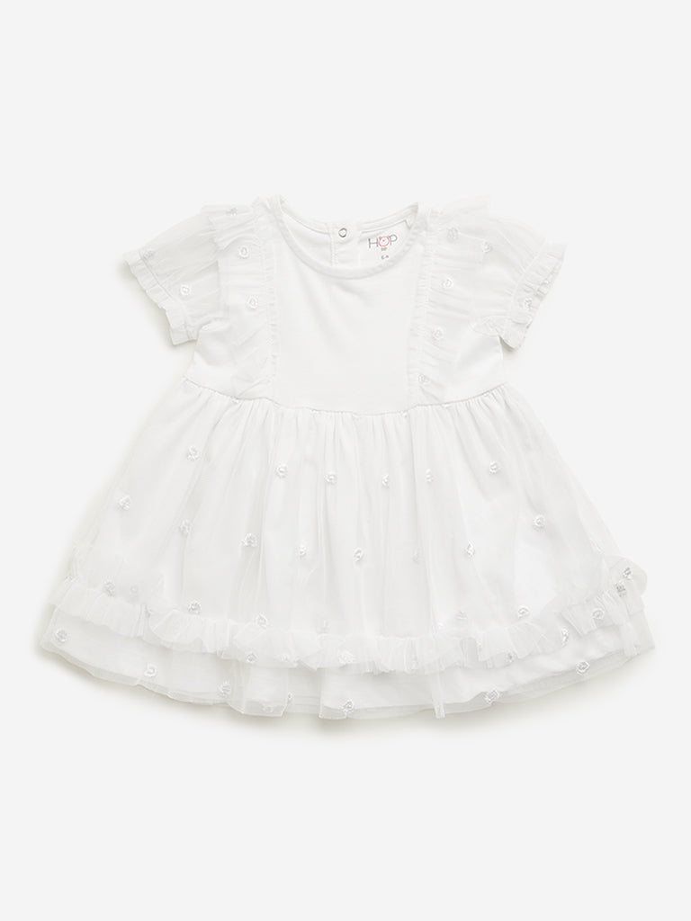 HOP Baby White Ruffle A-line Dress