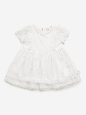 HOP Baby White Ruffle A-line Dress