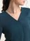 Wardrobe Solid Teal V-Neck Top