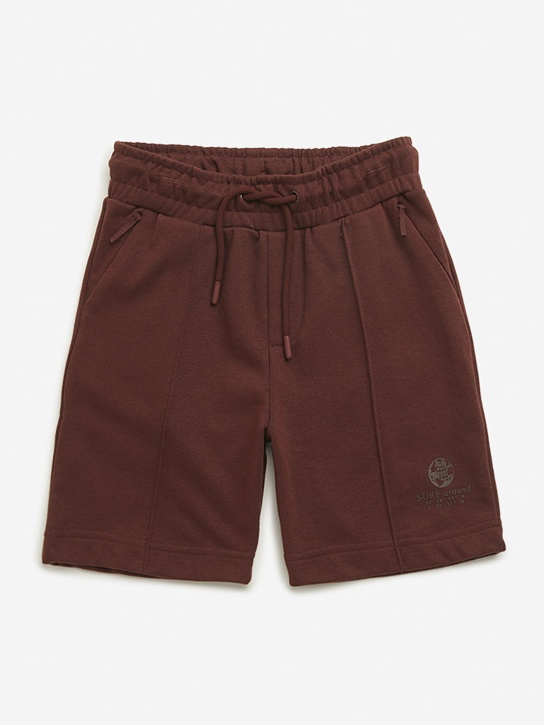 Y&F Kids Dark Brown Mid Rise Shorts