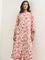 Utsa Pink Floral Patterned A-line Kurta