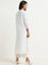 Utsa White Mirror-Detailed Cotton Straight Kurta