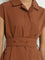 Wardrobe Tan Solid Shirt Dress with Belt