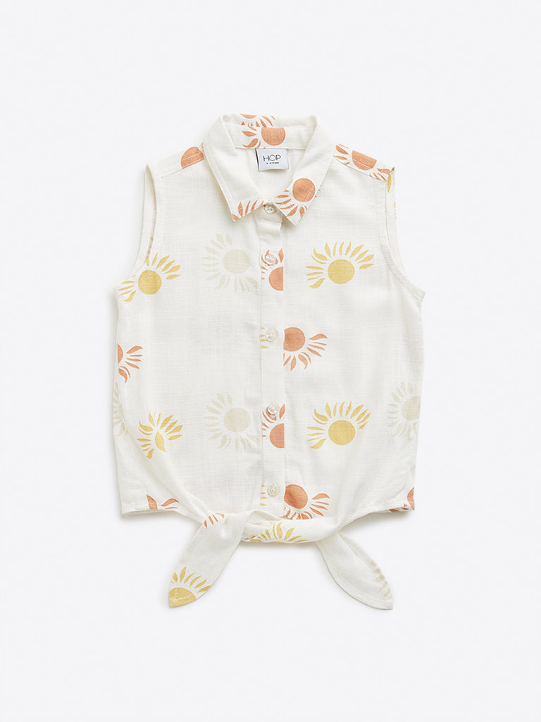 HOP Kids Off-White Sun Printed Shirt