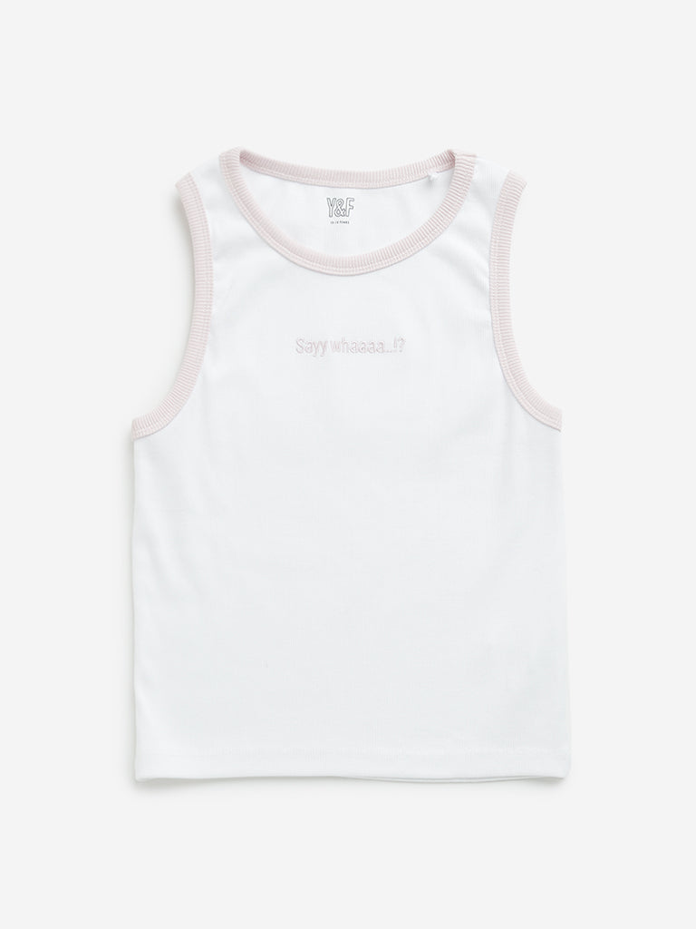 Y&F Kids White Ribbed Top