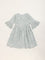 Utsa Kids Blue Foliage Printed A-Line Cotton Dress (8 -14yrs)