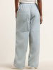 Nuon Light Blue Paperbag-Waist High-Rise Trousers