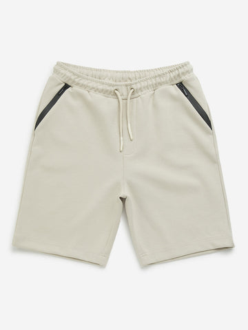 Y&F Kids Beige Mid-Rise Cotton Shorts