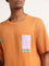 Nuon Orange Relaxed Fit Contrast Print Cotton T-Shirt