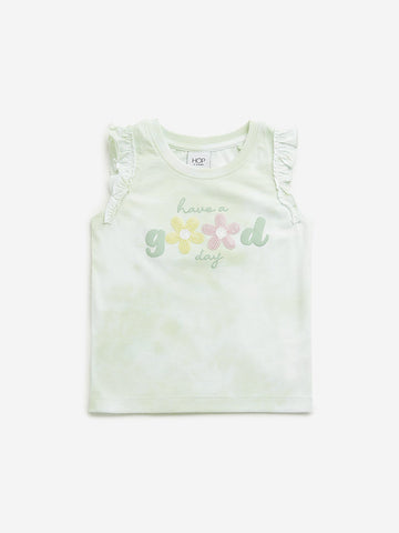 HOP Kids Sage Text Pattern Top