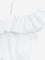 HOP Kids White Schiffli Detailed One-Shoulder Cotton Top