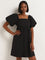 Nuon Black Cotton A-Line Dress