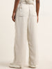 Nuon Beige Mid-Rise Flared Blended Linen Pants