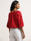 LOV Red Schiffli Design Blouse