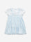 HOP Baby Light Blue Floral Embroidered Cotton Pinafore with Top Set