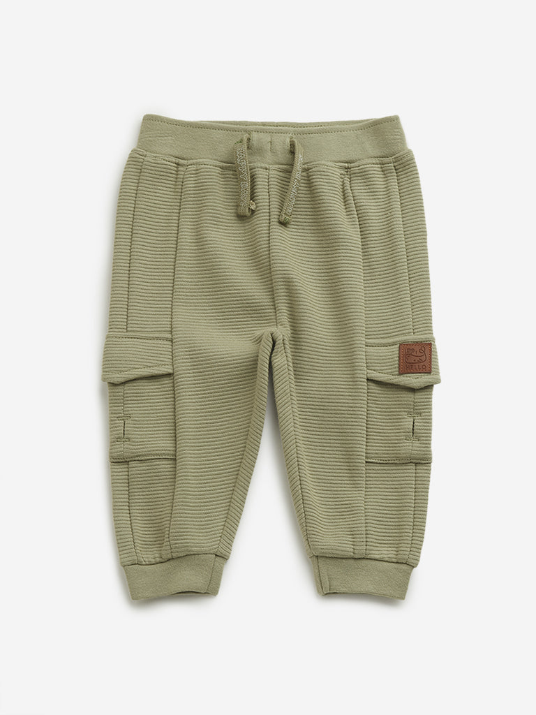 HOP Baby Sage Ribbed Mid Rise Joggers