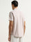 WES Casuals Pink Striped Slim-Fit Blended Linen Shirt