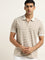 WES Casuals Beige Striped Relaxed-Fit Polo T-Shirt