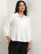 Gia White Cotton Pintuck Detailed Blouse