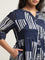 Gia Navy Abstract Design Tiered Cotton Dress