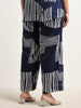 Gia Navy Abstract Design High-Rise Cotton Pants