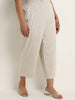 Gia Beige Mid-Rise Straight-Fit Cotton Pants