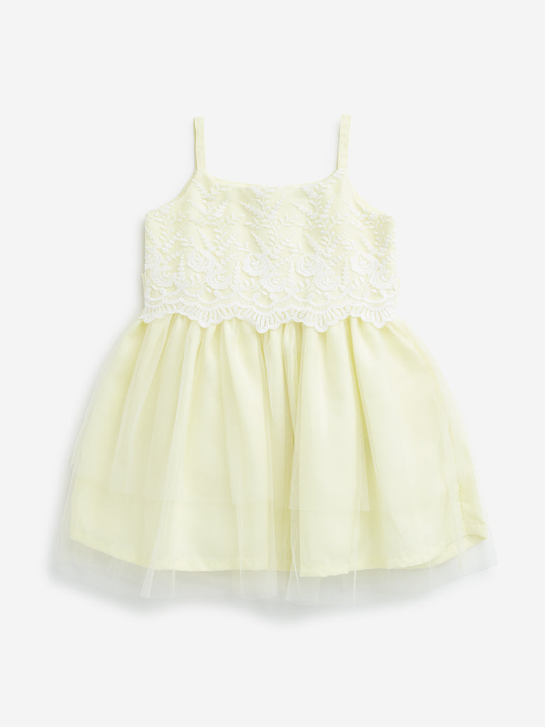 HOP Kids Yellow Lace Design Party Dress