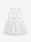 HOP Kids Off-White Bow Applique A-Line Mesh Dress