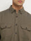 WES Casuals Olive Solid Relaxed-Fit Shirt