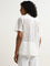 Nuon White Knit-Textured Relaxed-Fit Cotton Blend Shirt